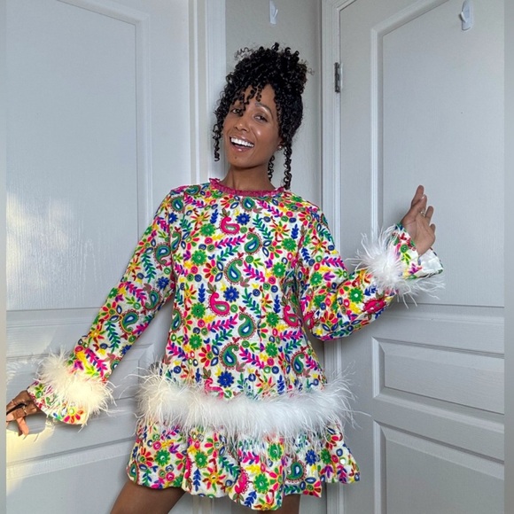 Vintage Long Sleeve Mirrored Mini Dress - Picture 5 of 17